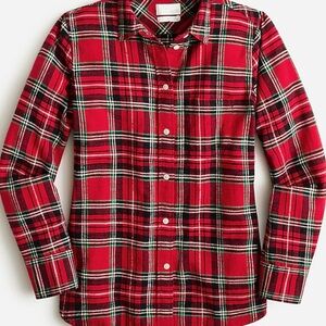 Red Plaid Button-Up Shirt J. Crew Size XXS